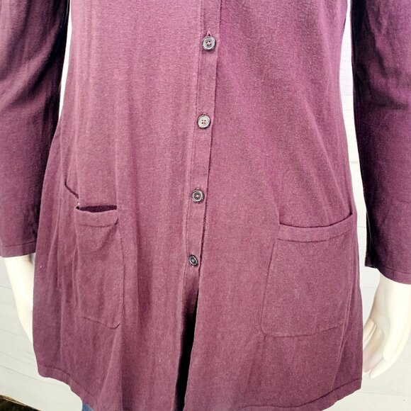 J Jill Women Cardigan Sweater V Neck Button Purple Cotton Rayon Knit Size L - Picture 7 of 14